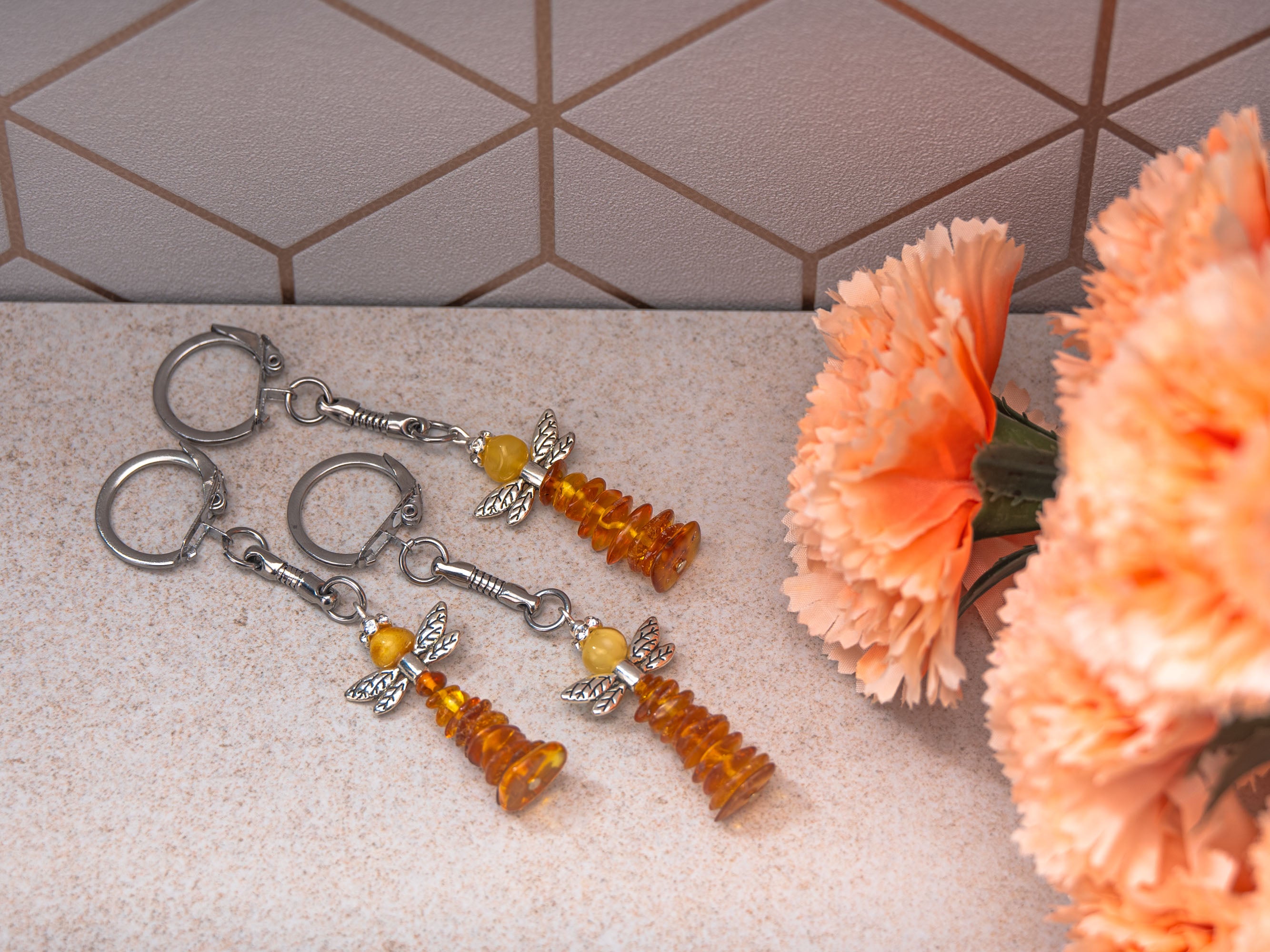 Angel Shape - Amber Keychain