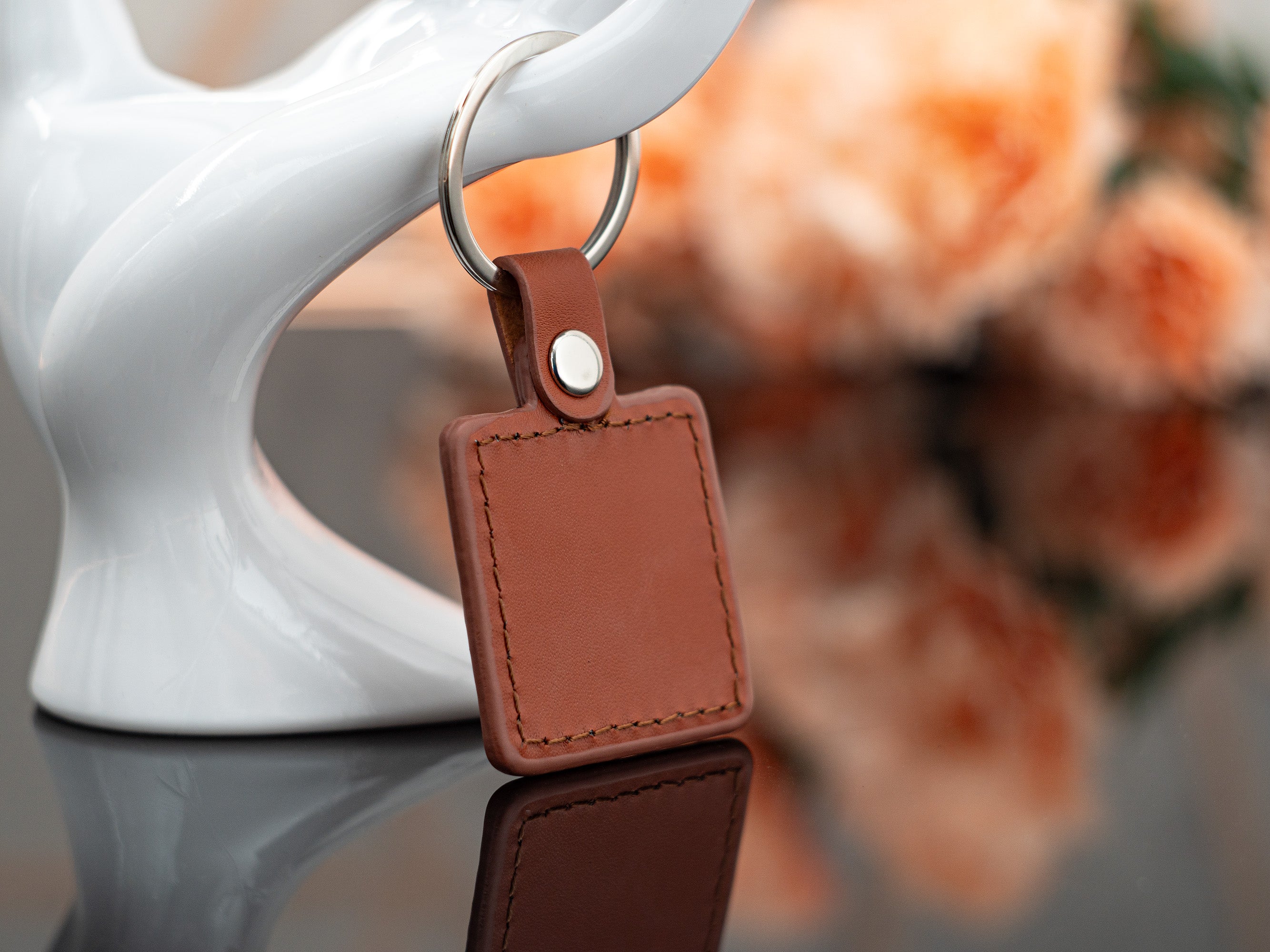 Amber Keychain with Leather